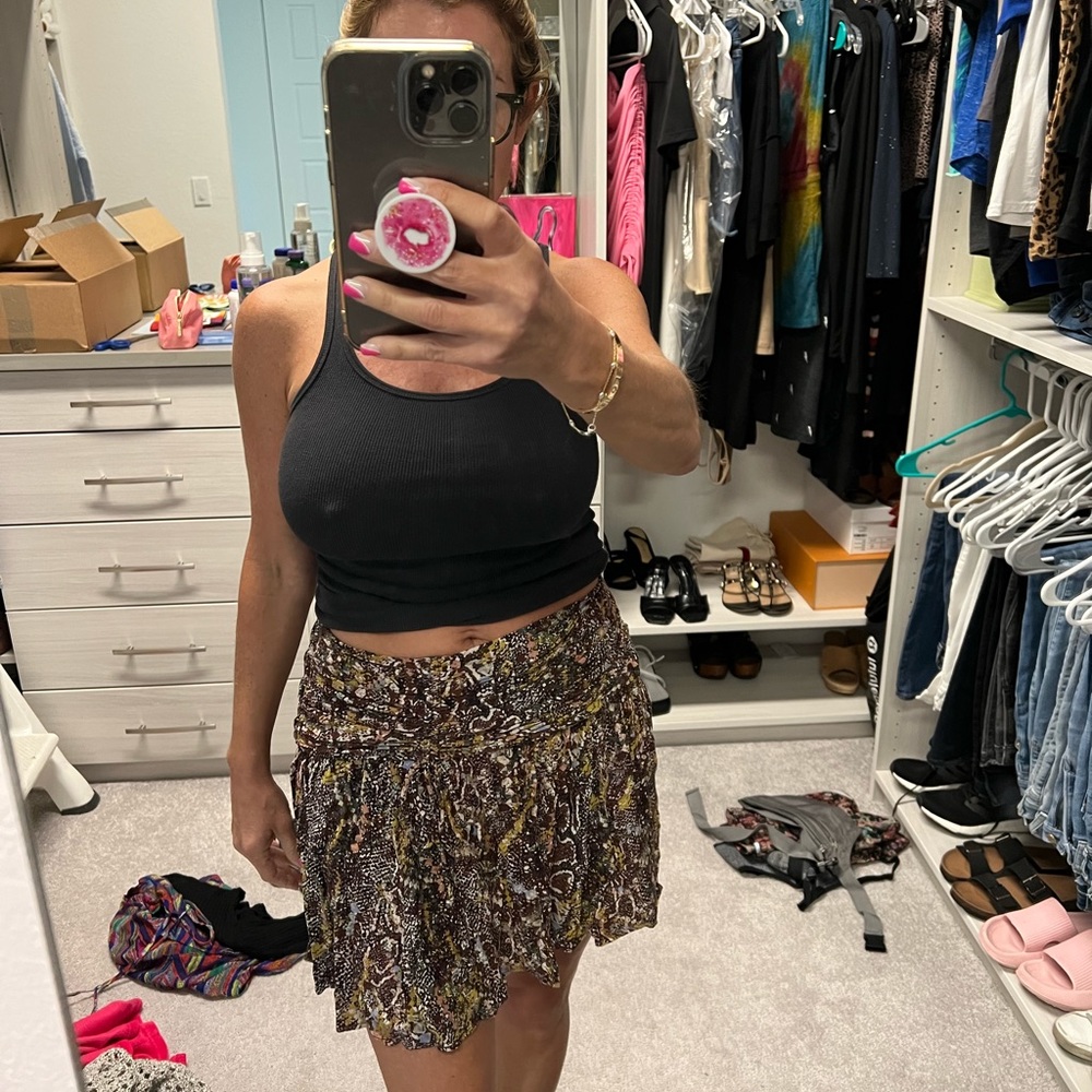Free People print mini skirt sz 2